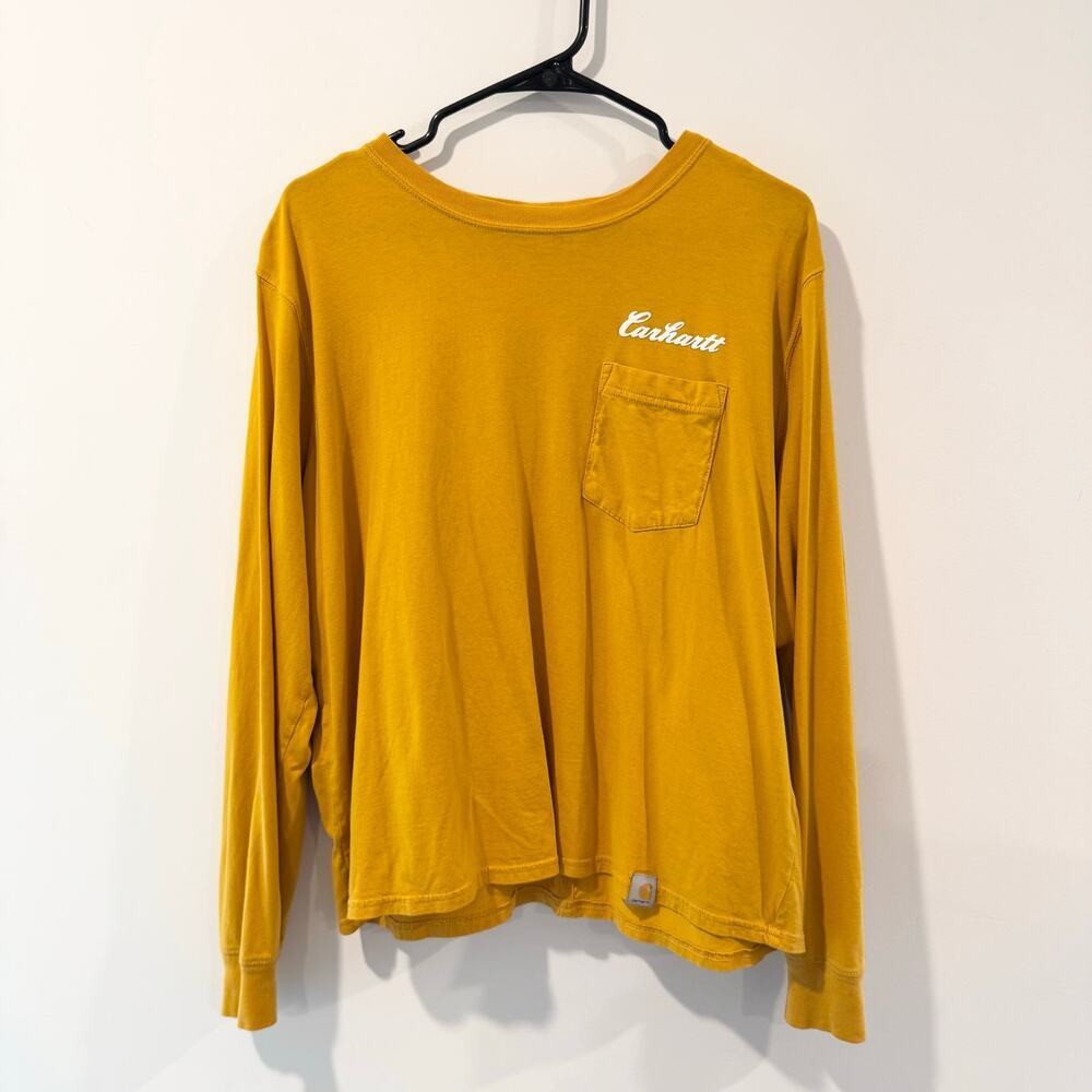 Carhartt Top Mustard Yellow Long Sleeve Womens XL Boxy Fit Cropped Lightweight
